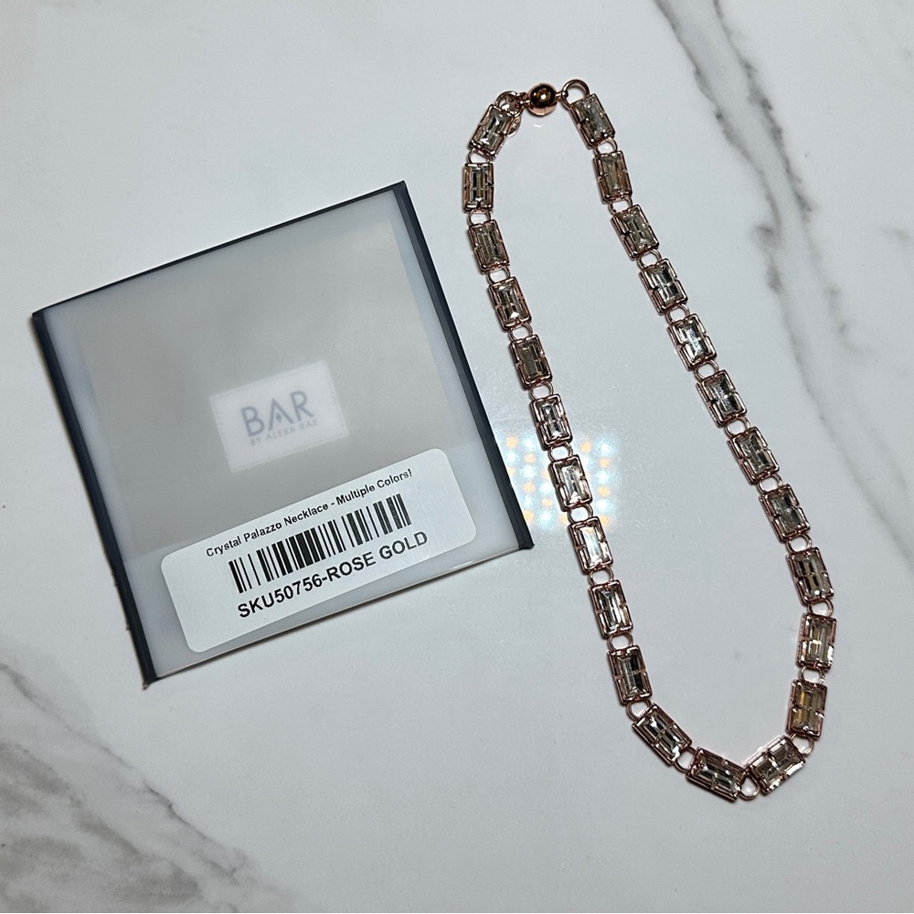 BAR by Alexa Rae Rose Gold Crystal Palazzo Necklace